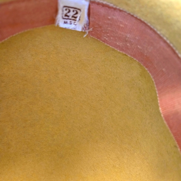 Vtg. Ecquisite Cloche Hat of Golden Tan Velvet or Suede W/Embellishments - Picture 7 of 9